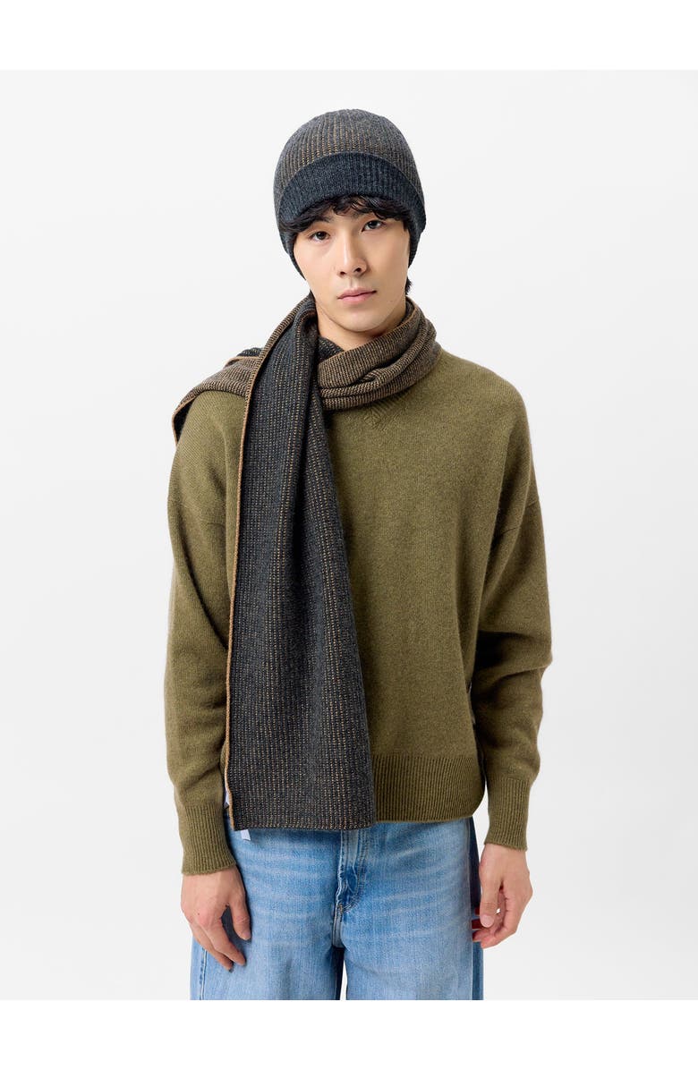 Gobi Cashmere Waffle Knit Cashmere Scarf, Alternate, color, Charcoal