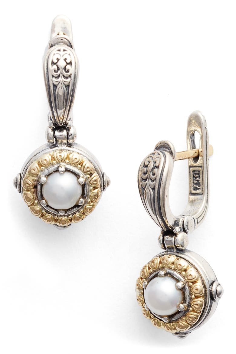 Hermione Drop Earrings, Main, color, SILVER/ GOLD/ PEARL
