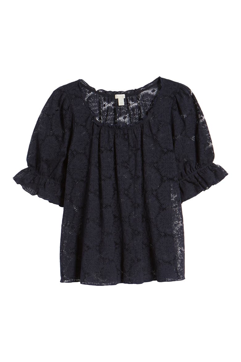 Puff Sleeve Lace Top, Alternate, color, NAVY NIGHT