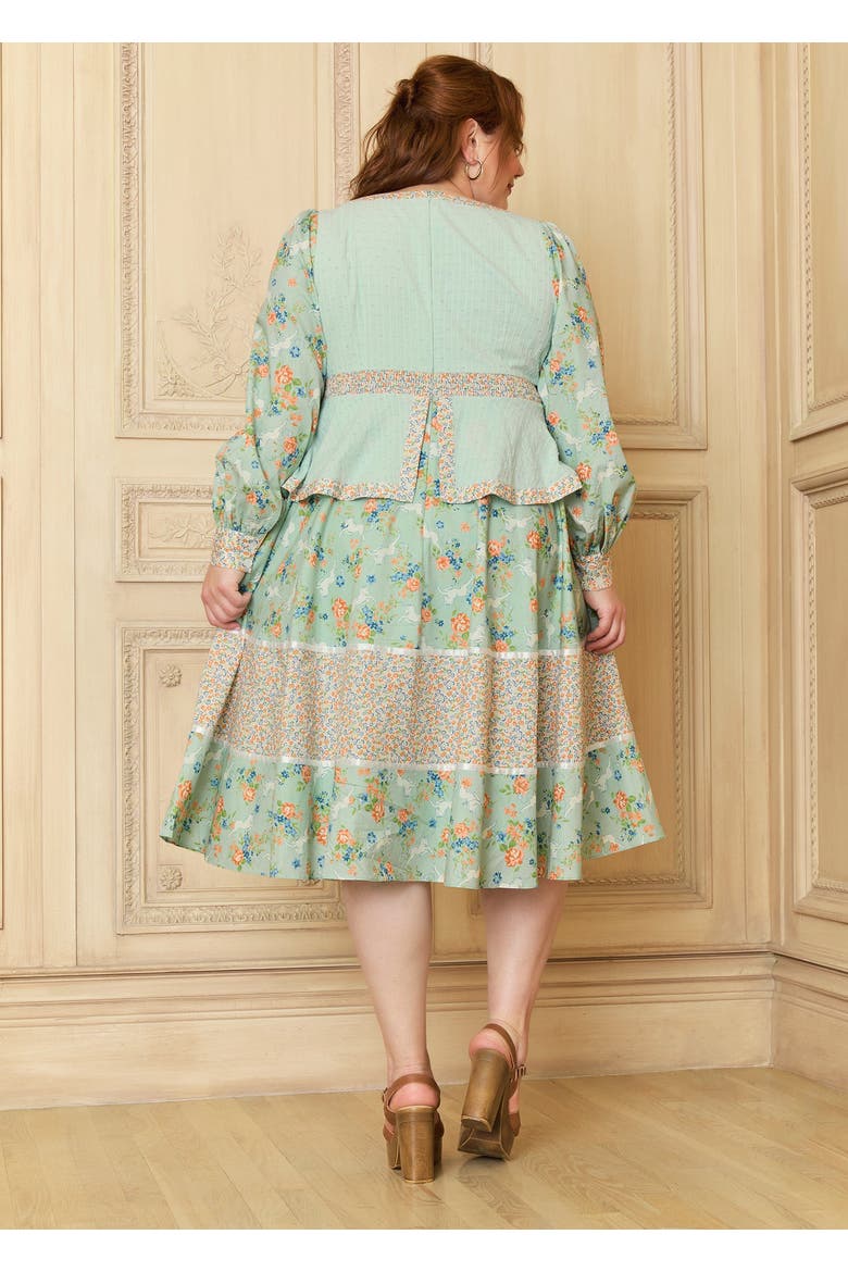 Lilly Corselette Peplum Midi Dress, ModCloth x Gunne Sax, Alternate, color, Unicorn Tapestry