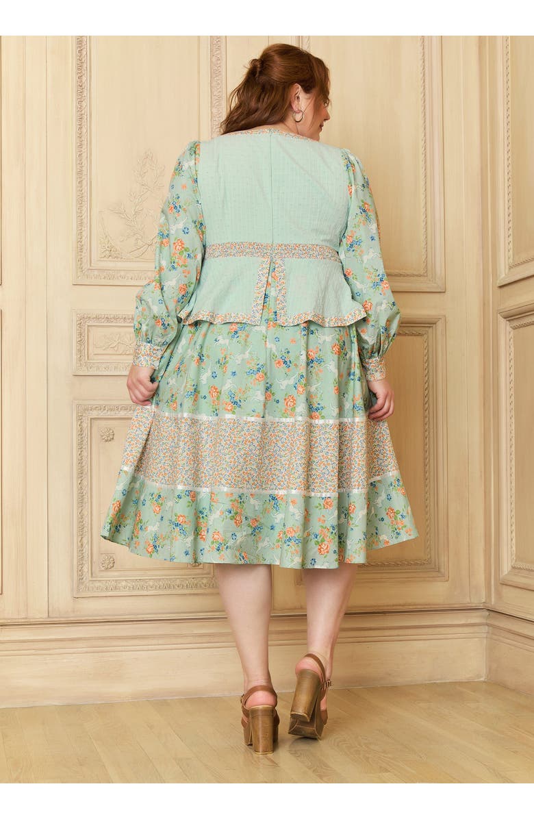 ModCloth Lilly Corselette Peplum Midi Dress, ModCloth x Gunne Sax, Alternate, color, Unicorn Tapestry