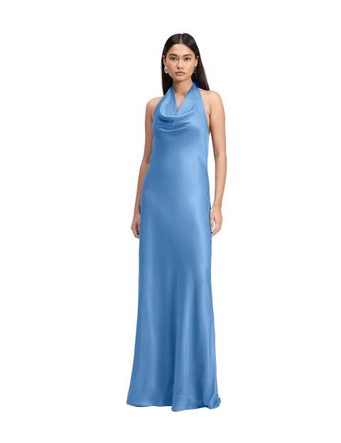 Elara Cowl Front Satin Maxi Dress