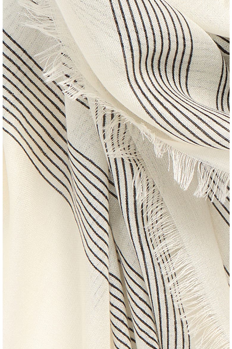 Eyelash Trim Print Cashmere & Silk Wrap, Alternate, color, IVORY FRAMED LINES