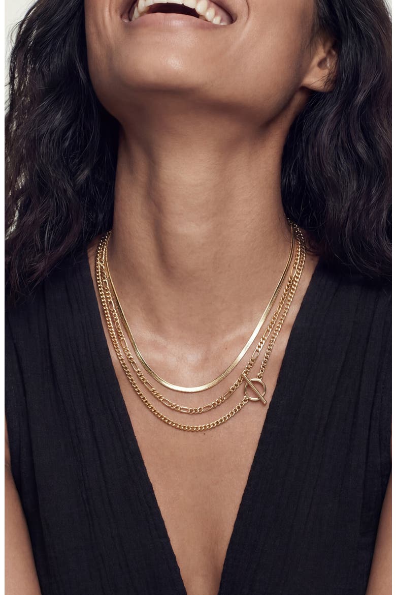 Gilded Layered Link Necklace, Alternate, color, GOLD