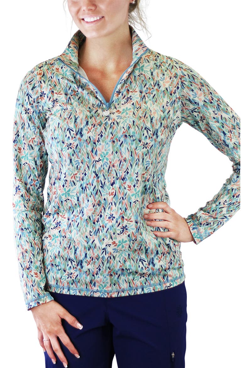 Quarter Zip Vented Sun Shirt, Alternate, color, Painted Eden