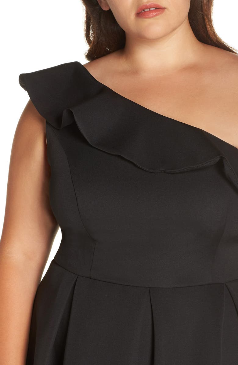 Chi Chi London One-Shoulder Dip Midi Dress, Alternate, color, 