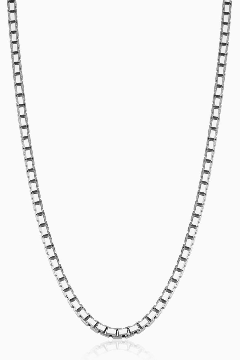 Mens Edge Bold Box Link Chain in Sterling Silver, Main, color, Silver
