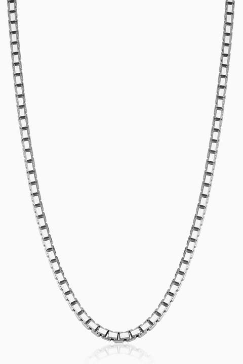 Mens Edge Bold Box Link Chain in Sterling Silver
