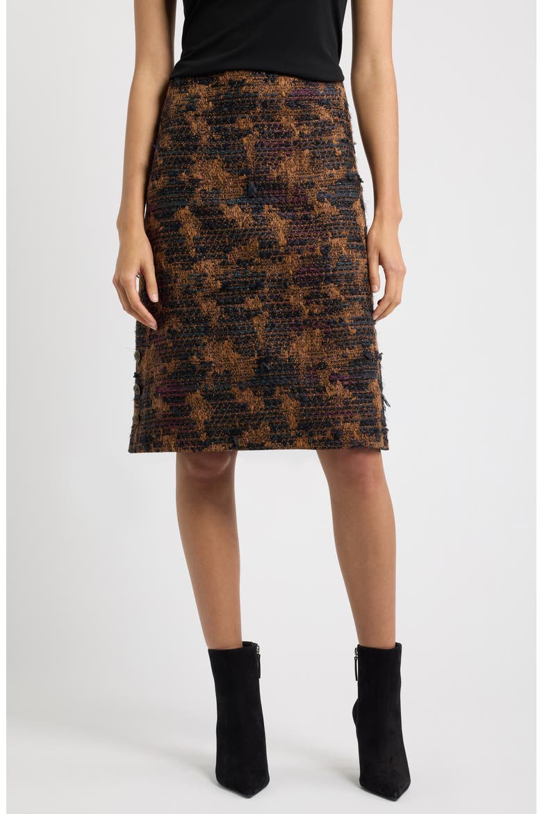 Olsen Tweed Midi Skirt, Main, color, BROWN MULTI