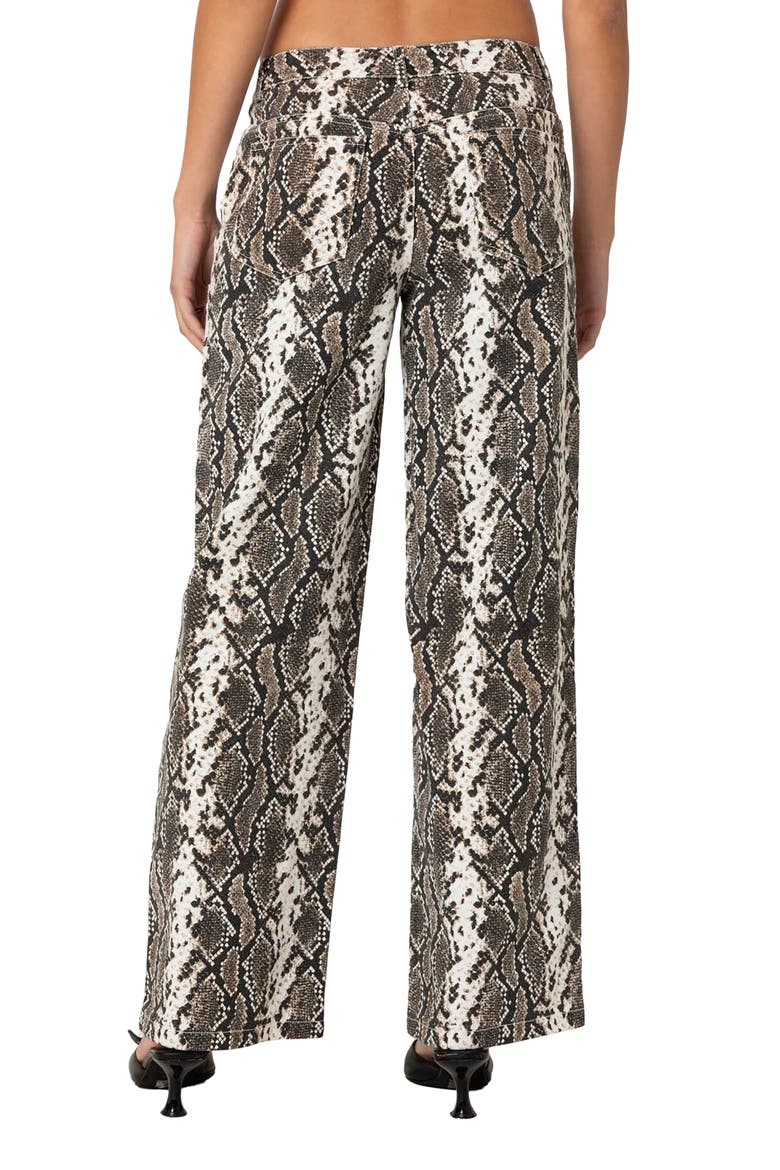 Snakeskin Print Low Rise Wide Leg Jeans, Alternate, color, SNAKE