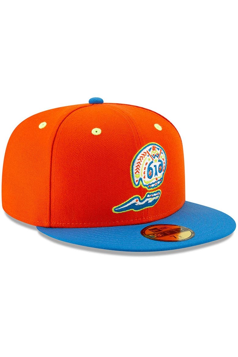 Men's New Era Orange/Blue West Michigan Calaveras Copa de la Diversion 59FIFTY Fitted Hat, Alternate, color, Orange
