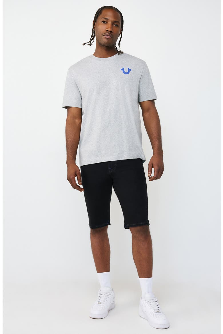 Rocco Super T Flap Raw Hem Jean Shorts, Alternate, color, RINSE BLACK