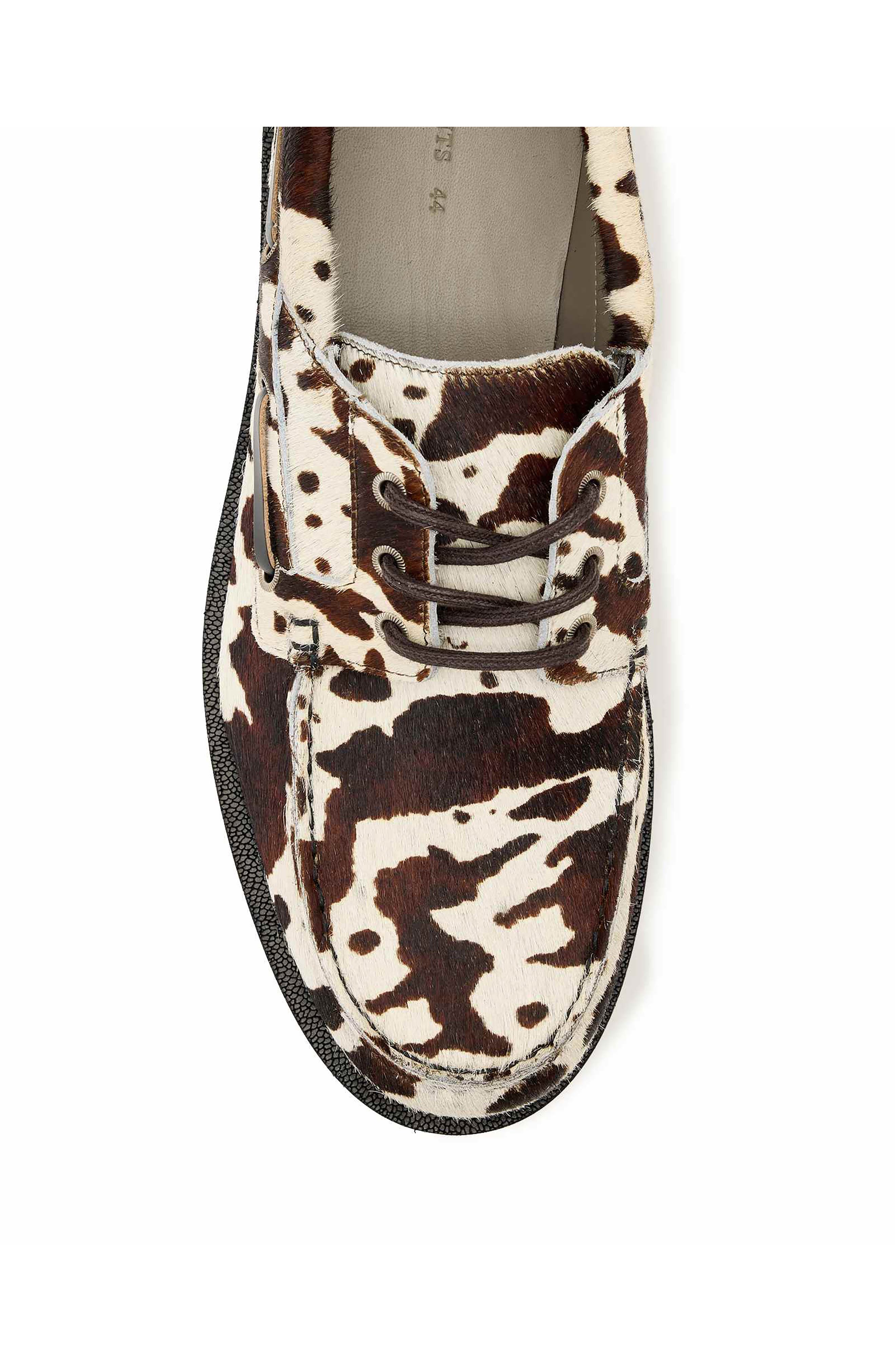 AllSaints Skiff Genuine Calf Hair Boat Shoe, Alternate, color, Brown/ Off White Calf Hair