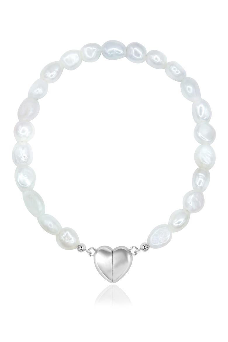 Sea of Love Freshwater Pearl Bracelet, Main, color, SILVER / WHITE