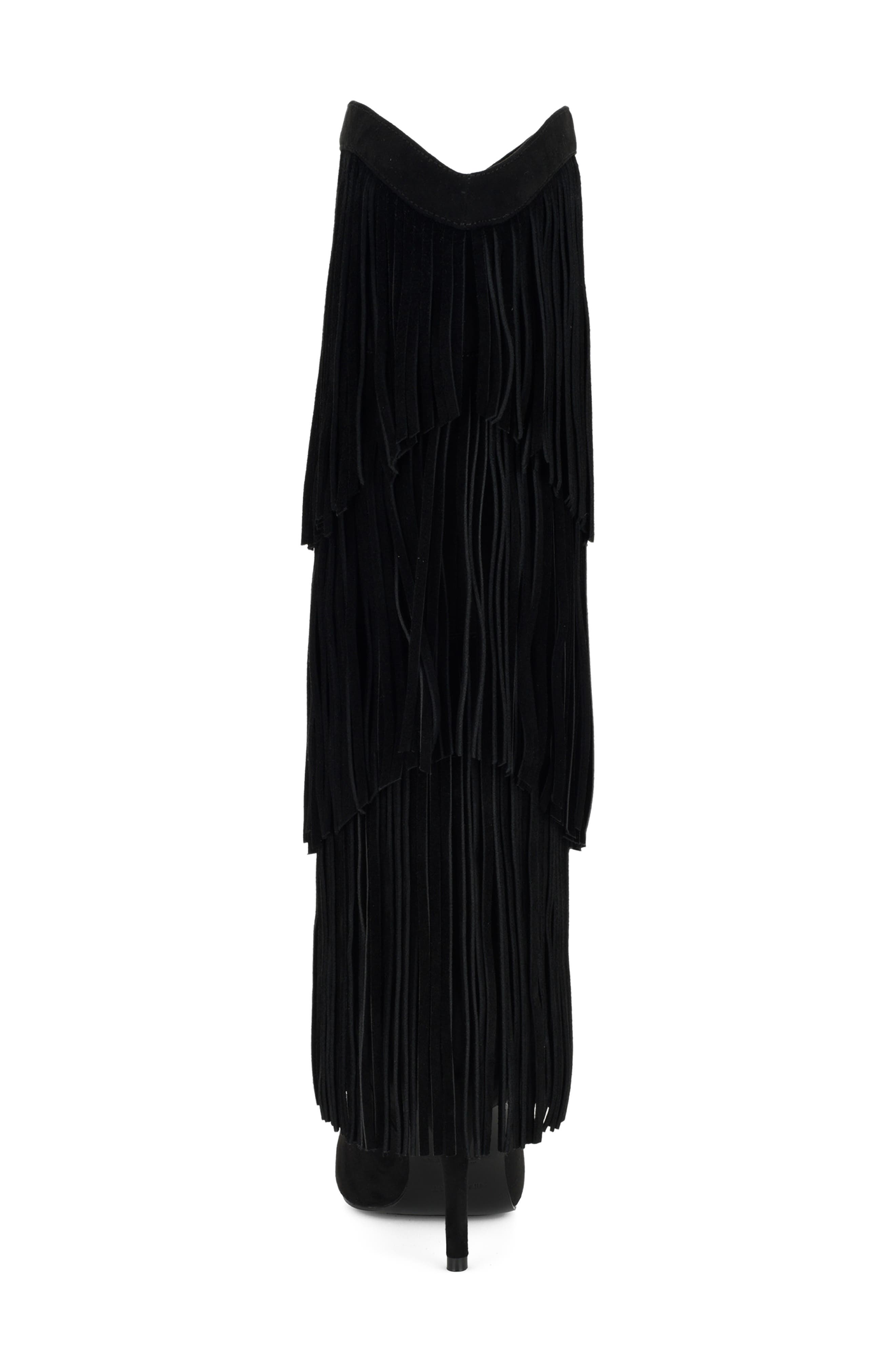 Genviv Fringe Knee High Boot, Alternate, color, BLACK