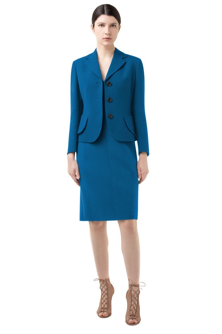 Lausanne Crop Double Face Virgin Wool Jacket, Alternate, color, CYAN