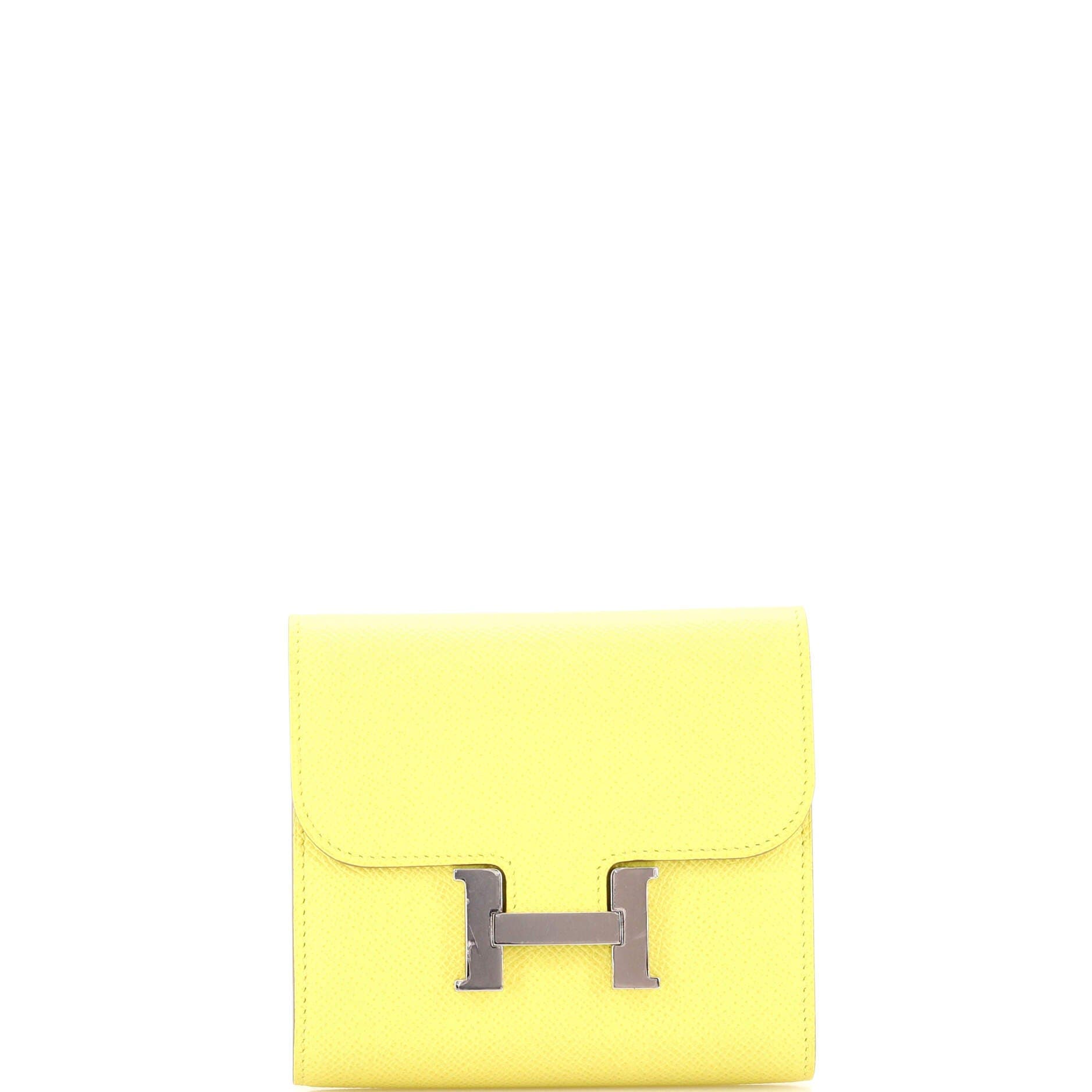 Pre-Owned Hermes Constance Wallet Epsom Compact, Main, color, Soufre