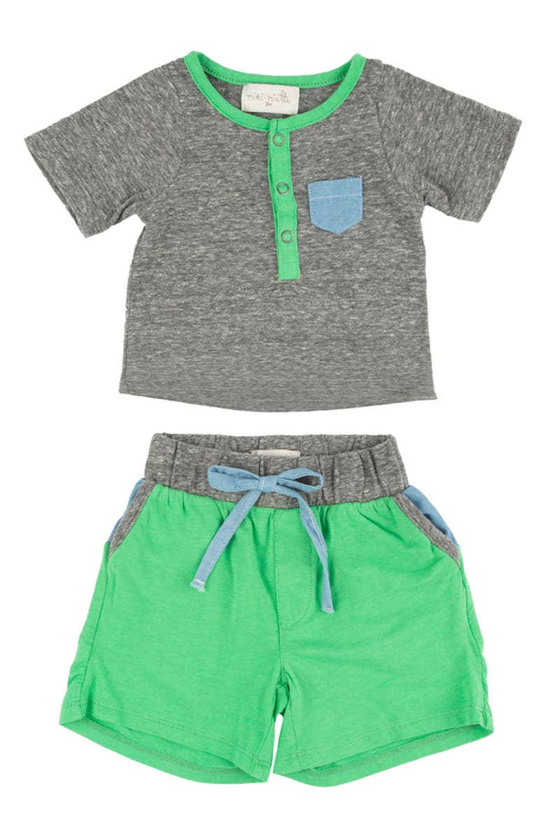 Miki Miette Jax Henley T-Shirt & Colorblock Shorts Set, Main, color, 