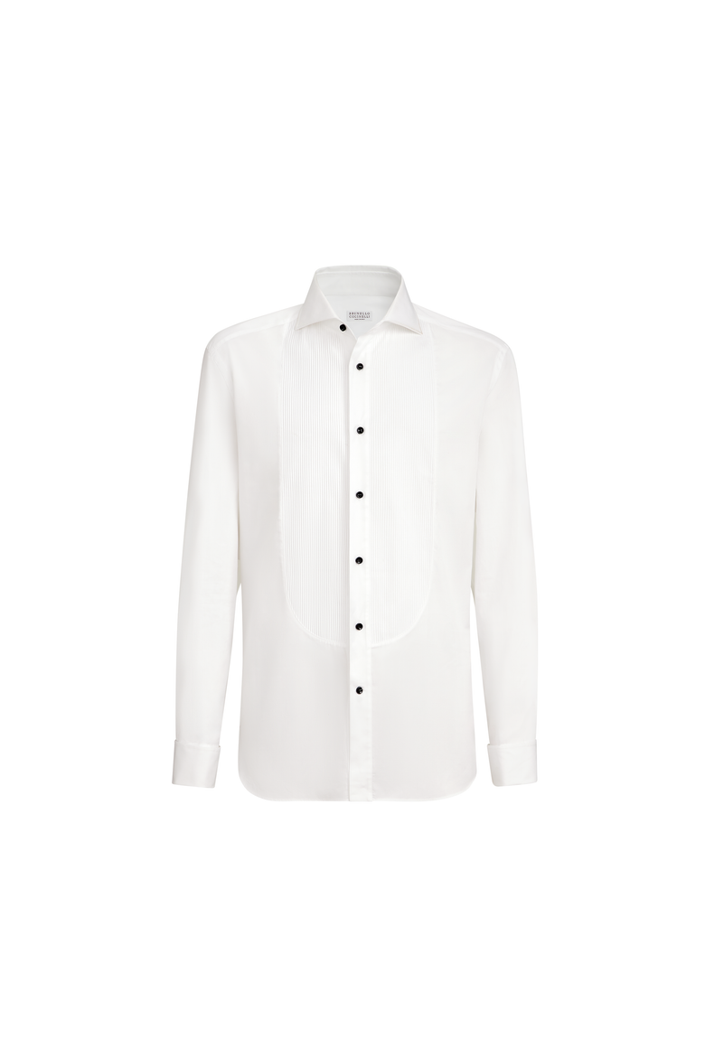 Tuxedo shirt with pleating, Alternate, color, White