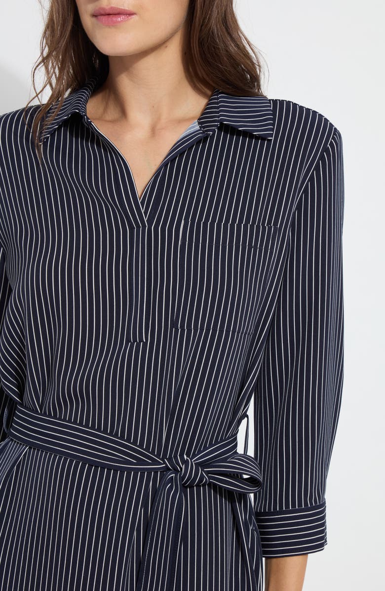 Lysse Stripe Popover Shirtdress, Alternate, color, Marine Pinstripe