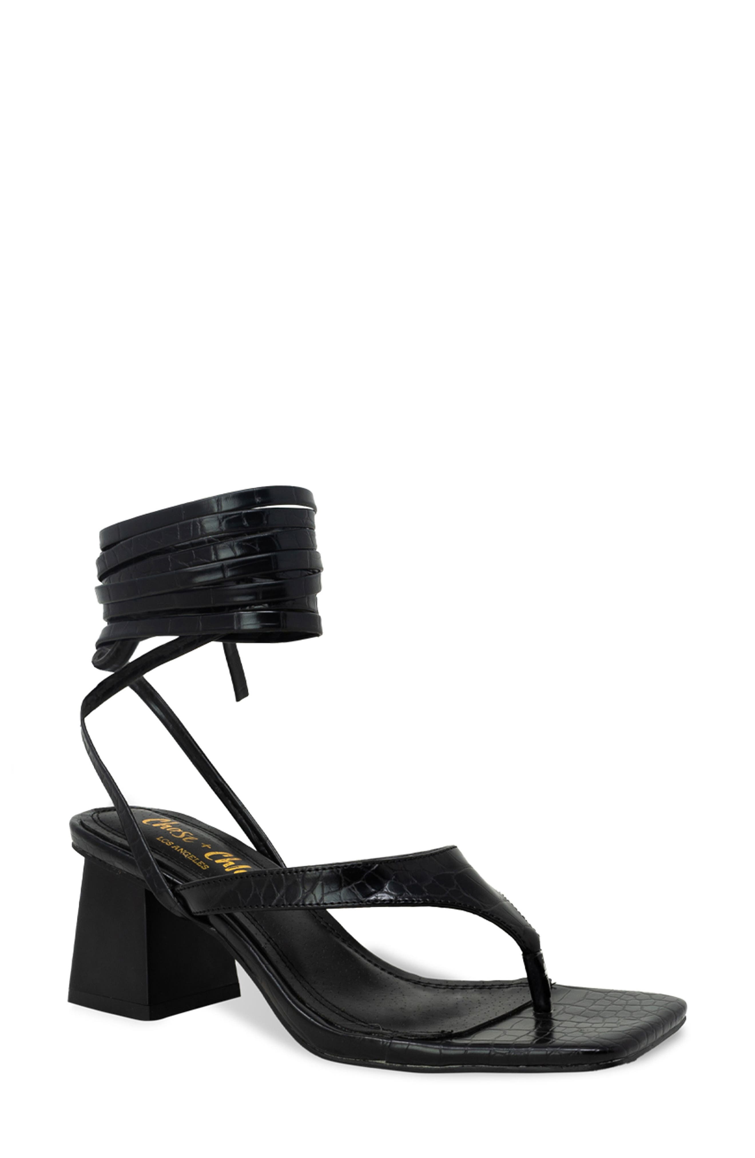 CHASE AND CHLOE Ankle Wrap Block Heel Sandal, Main, color, 