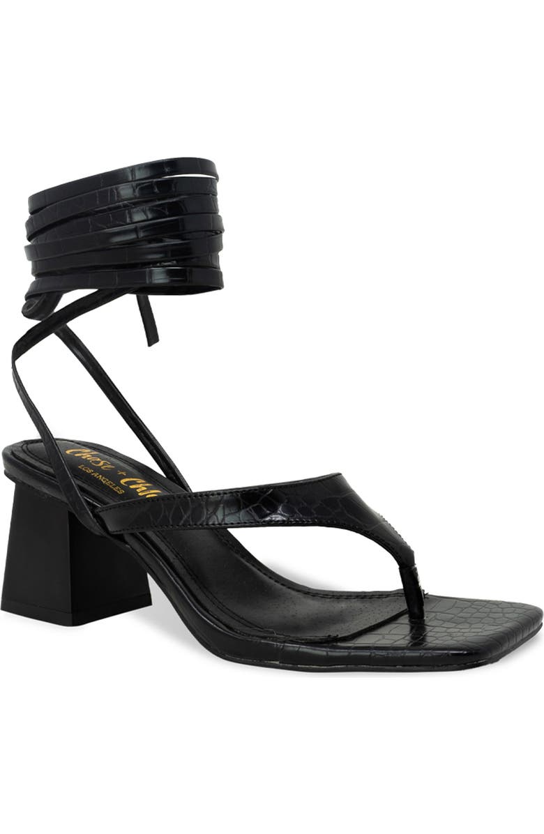 CHASE AND CHLOE Ankle Wrap Block Heel Sandal, Main, color,