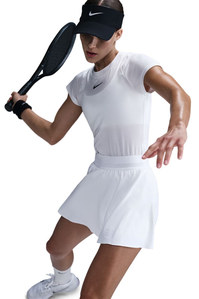 Court Ace Advantage Dri-FIT High Waist Tennis Skirt, Alternate, color, 100 WHITE/WHITE