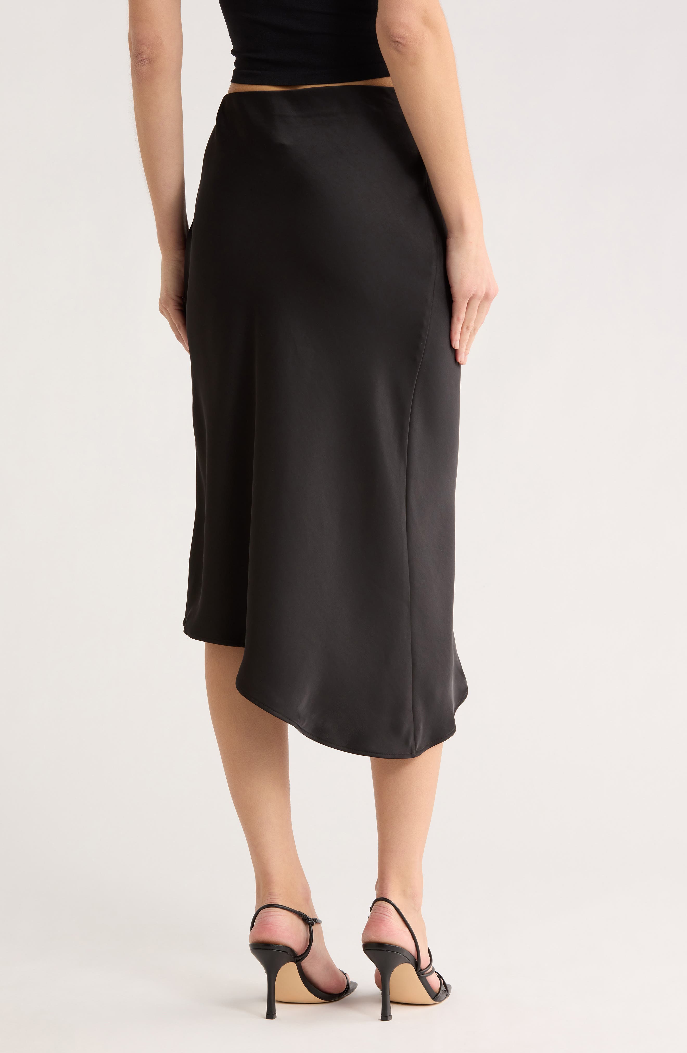 Lace Trim Satin Midi Skirt - image 2