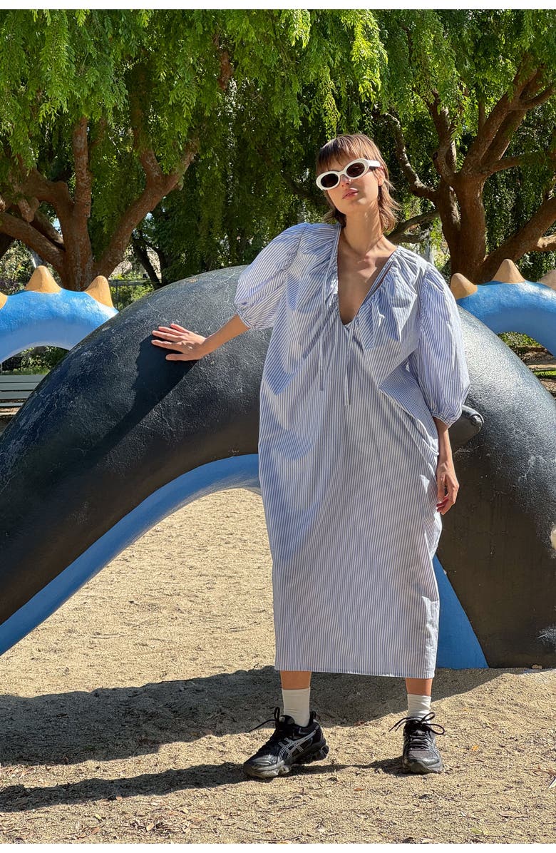 Toit Volant Yvonne Dress, Alternate, color, Blue & White Stripes