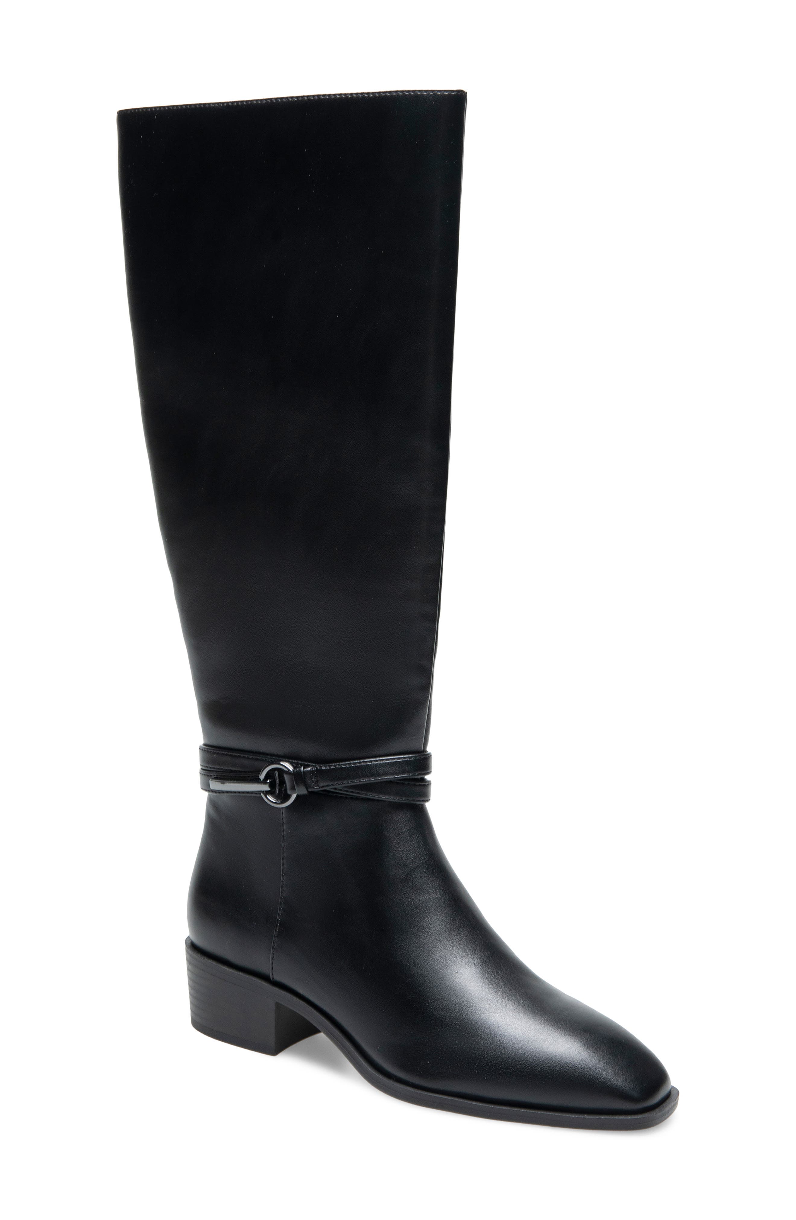 Reaction Kenneth Cole Bennett Faux Leather Knee High Boot In Black