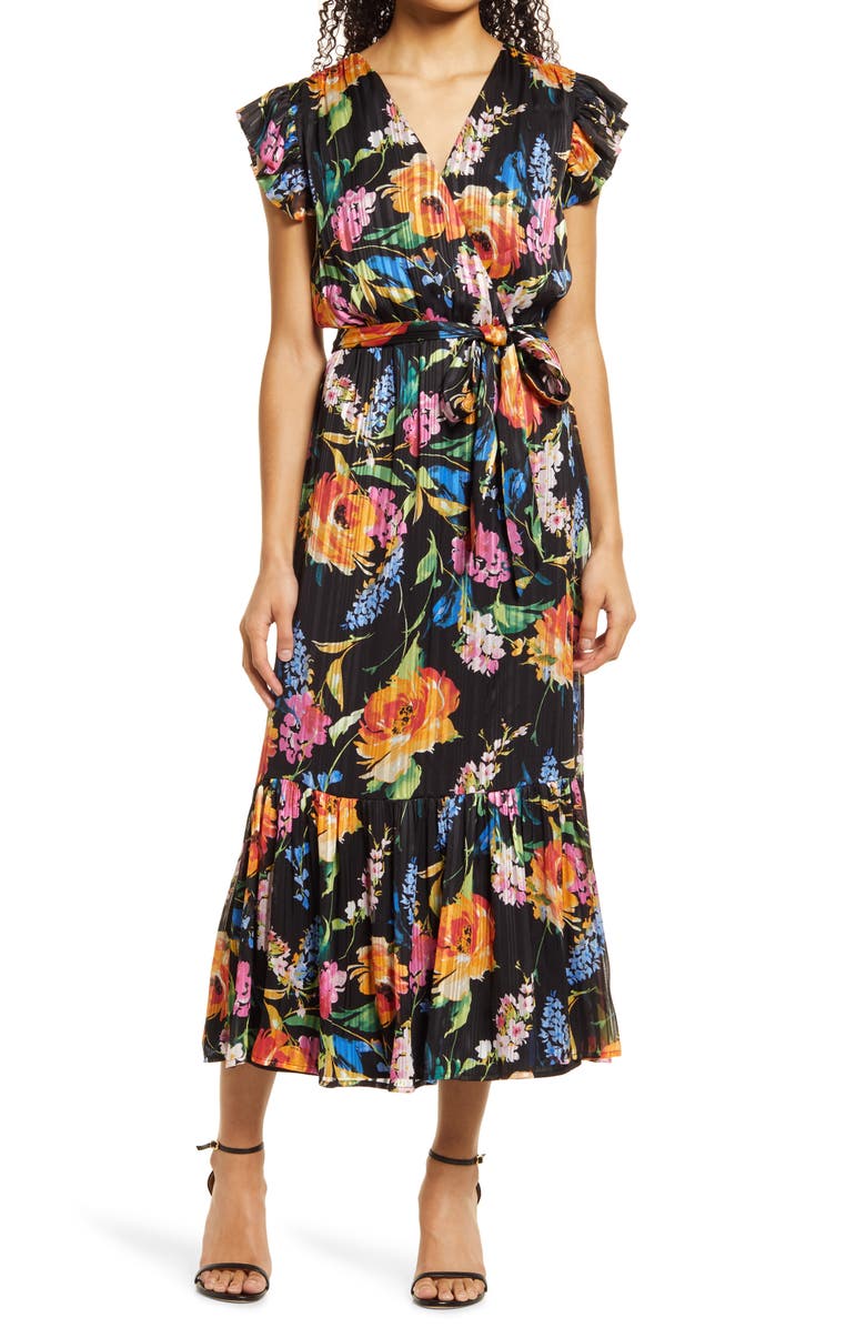 Sam Edelman Sam Edlelman Floral Faux Wrap Midi Dress, Main, color, 