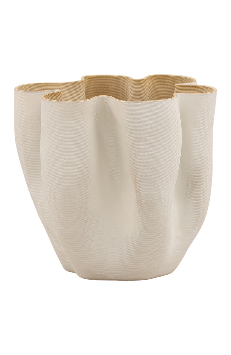 Dovetail Furniture Kyra 3D Printed Porcelain Decorative Vase, Main, color, Cream
