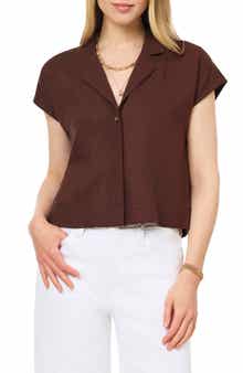 Scotch & Soda Short Sleeve Linen Blend Button-Up Top