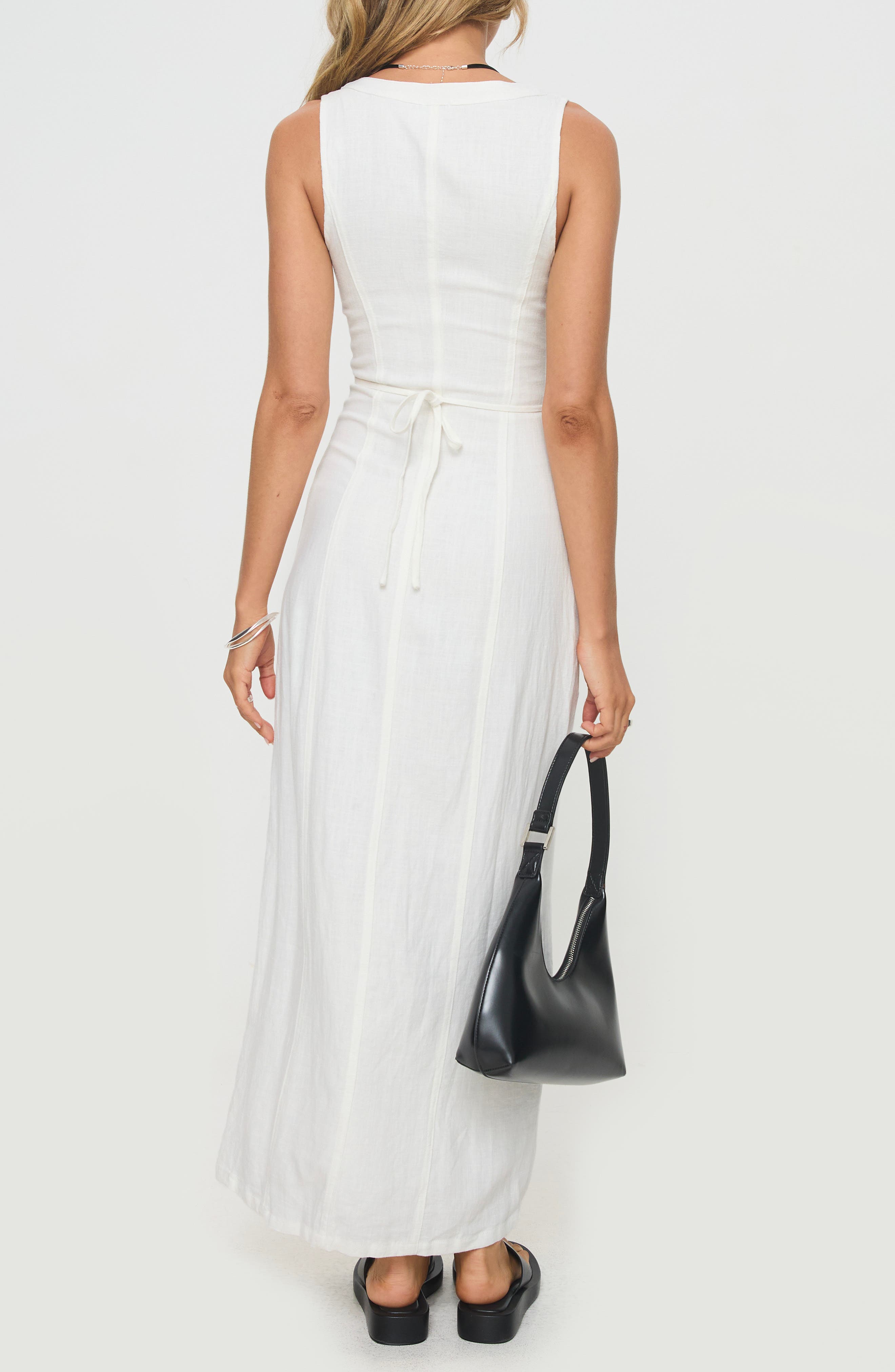 Button Front Linen Blend Maxi Dress - image 2