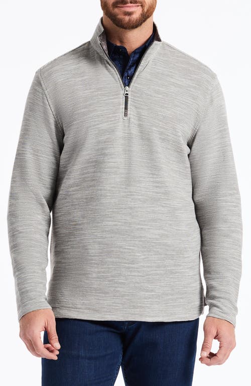 Robert Graham Ledson Space Dye Cotton Quarter Zip Top In Gray