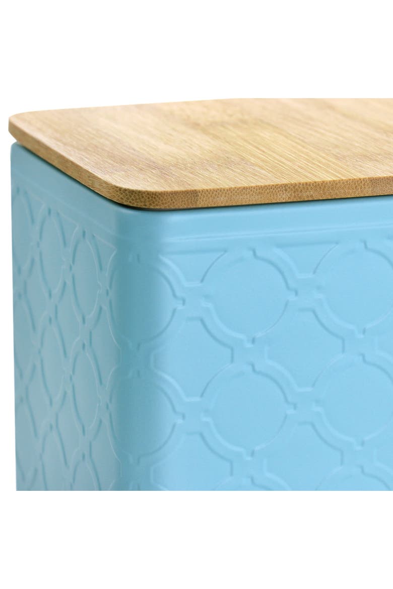 3 Piece Square Iron Kitchen Canister Set with Wood Lids, Alternate, color, Turquoise