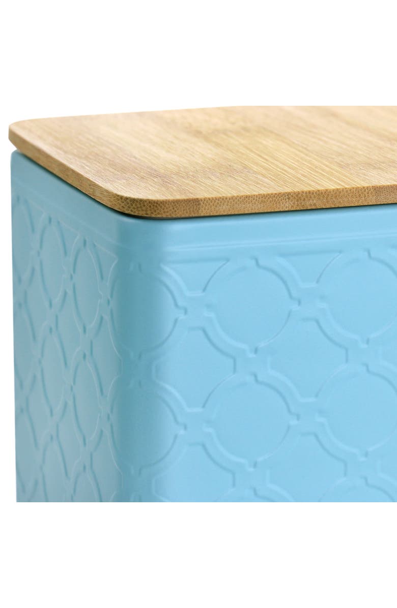 Megachef 3 Piece Square Iron Kitchen Canister Set with Wood Lids, Alternate, color, Turquoise