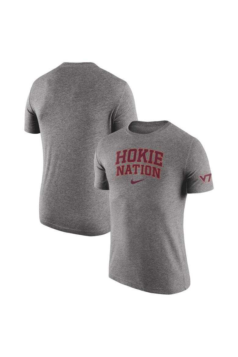 Men's Nike Heathered Gray Virginia Tech Hokies 2-Hit Tri-Blend T-Shirt, Alternate, color, Heather Gray