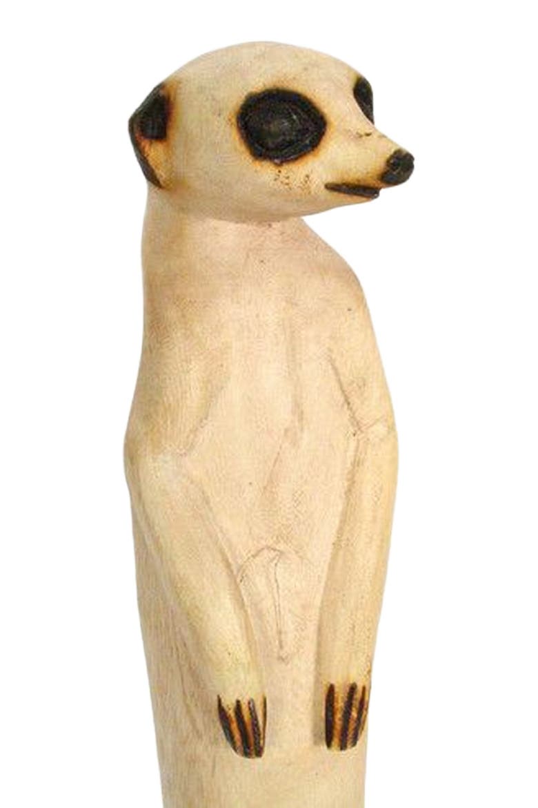 Hand Carved Standing Meerkat, Alternate, color, Natural