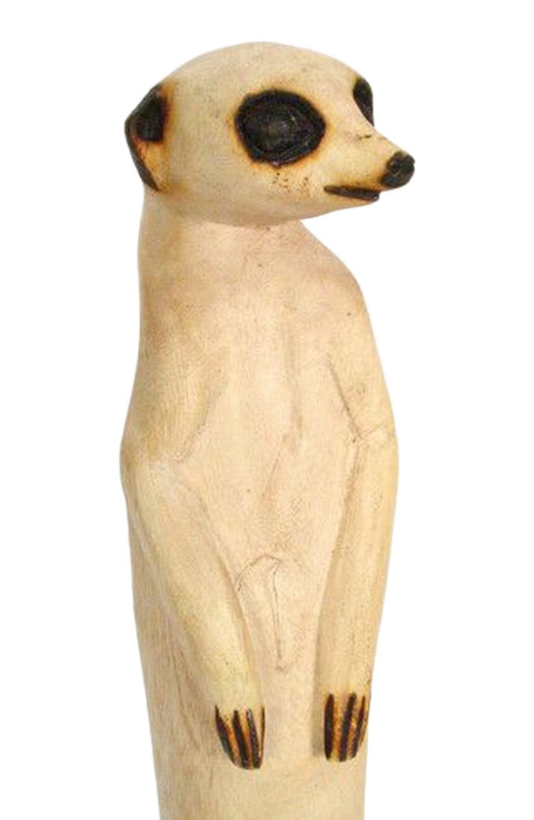 Mbare Hand Carved Standing Meerkat, Alternate, color, Natural