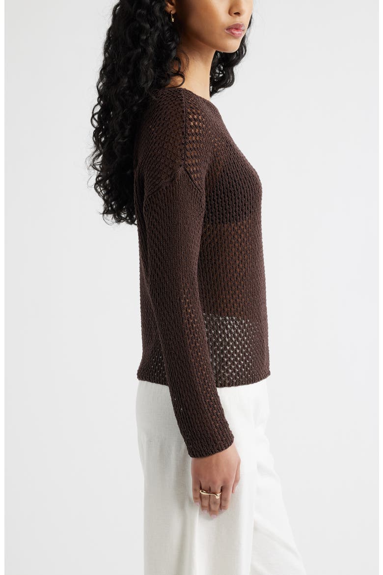 Open Stitch Sweater, Alternate, color, BROWN SEAL