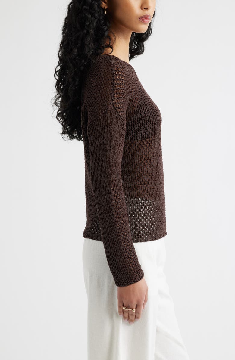 Open Edit Open Stitch Sweater, Alternate, color, Brown Seal