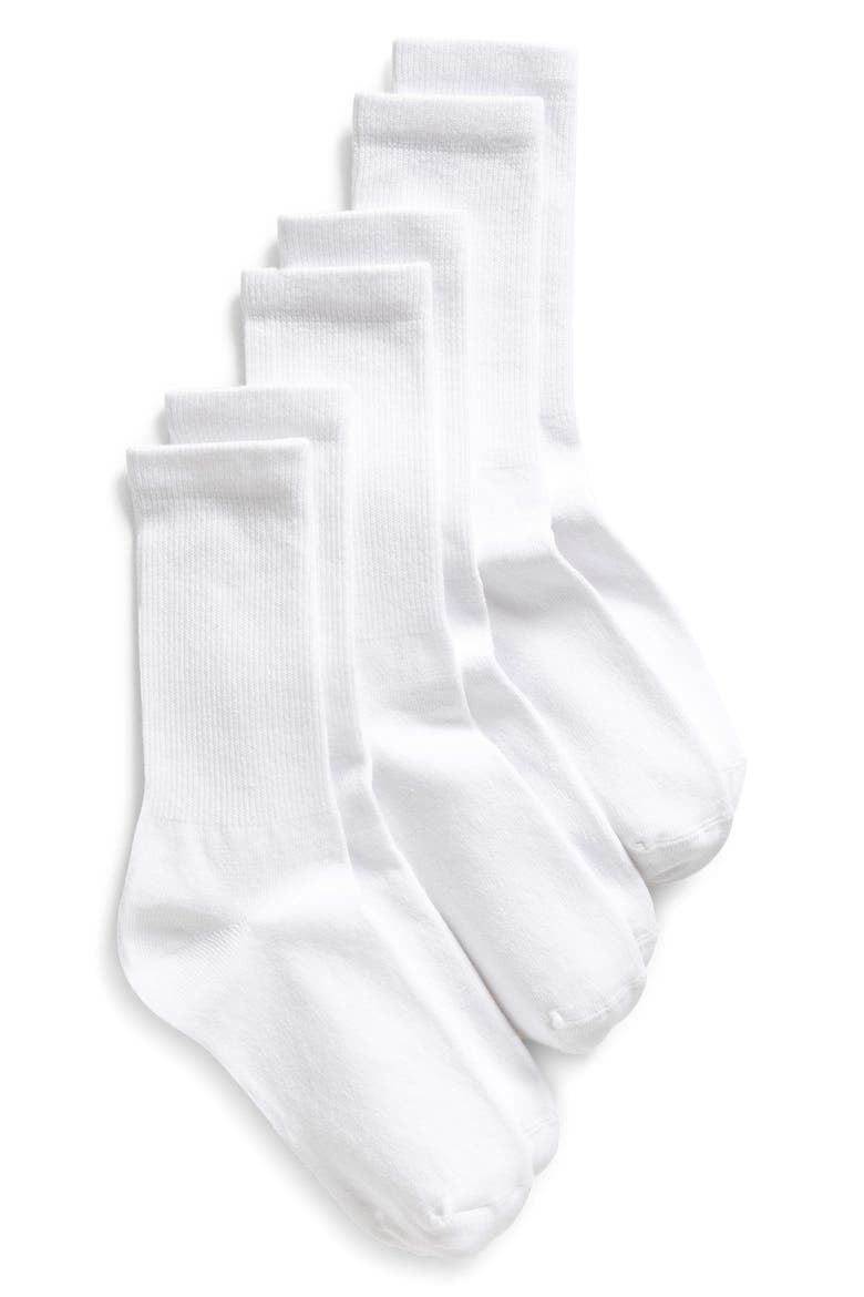 3-Pack Everyday Crew Socks, Main, color, WHITE