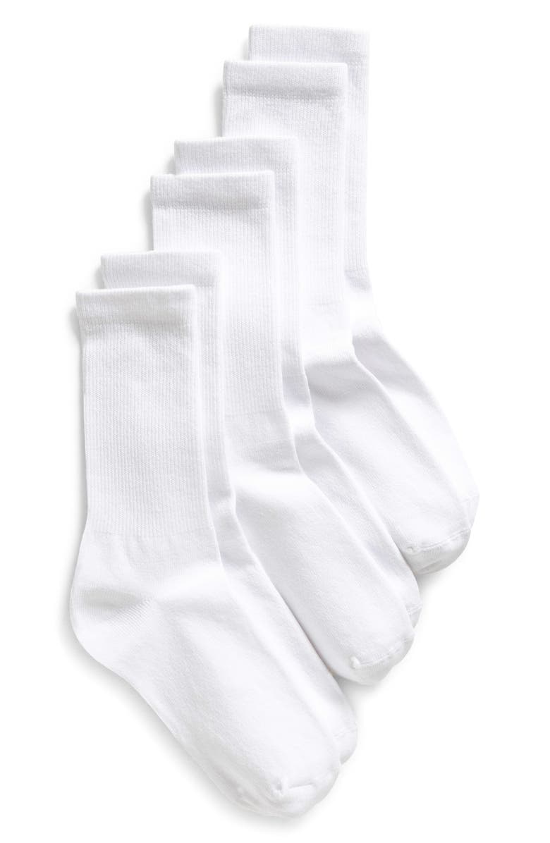 Nordstrom 3-Pack Everyday Crew Socks, Main, color, White