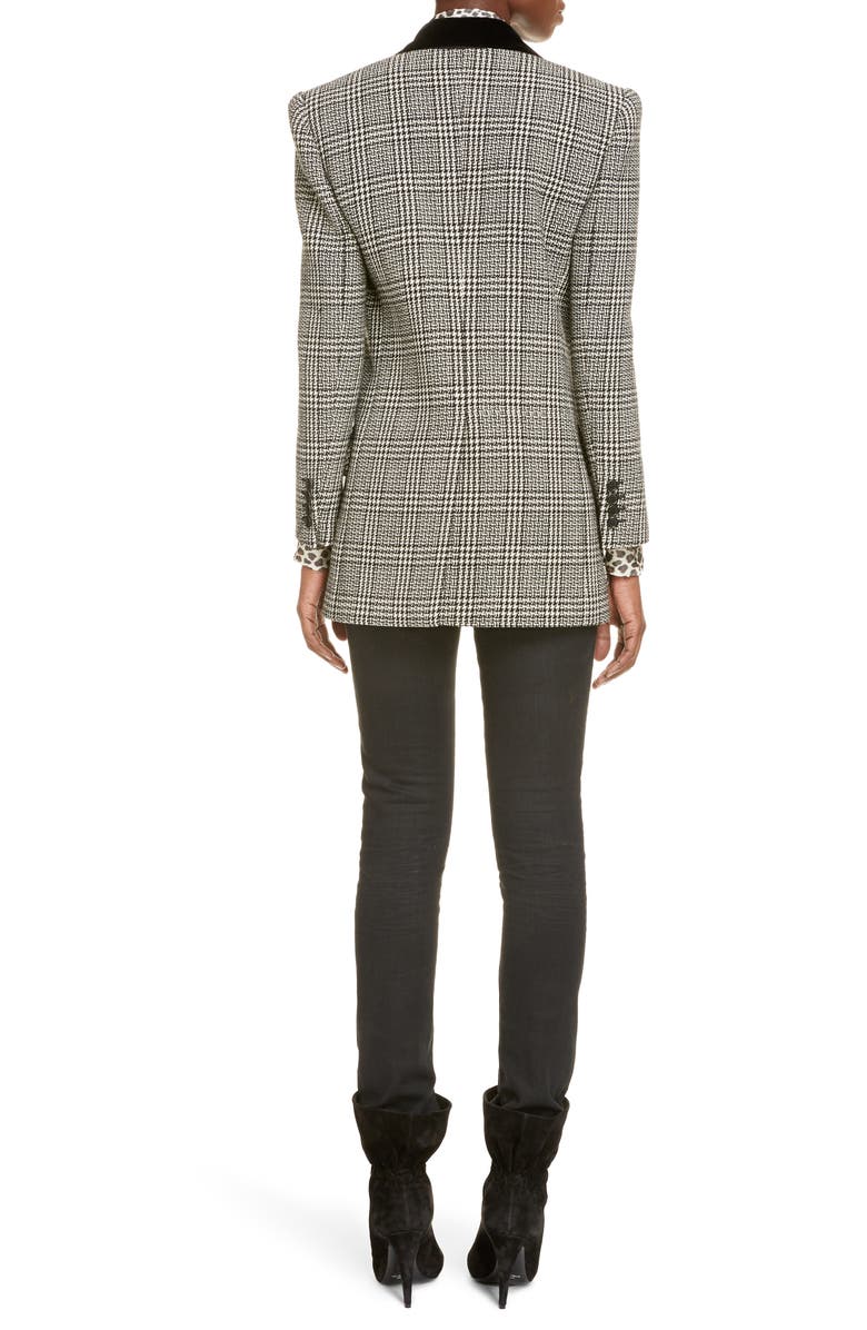 Saint Laurent Double Breasted Wool Tweed Blazer, Alternate, color,