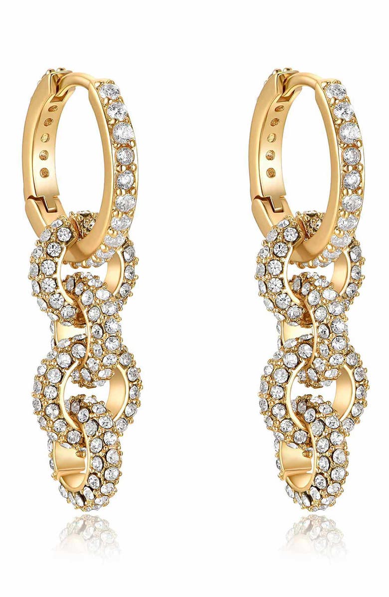 Ettika Pavé Drop Earrings, Alternate, color, Gold