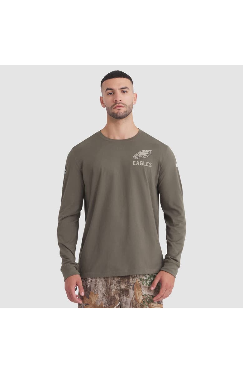 Nike Men's Nike Olive Philadelphia Eagles 2025 Salute to Service Sideline Long Sleeve T-Shirt, Main, color, Olive