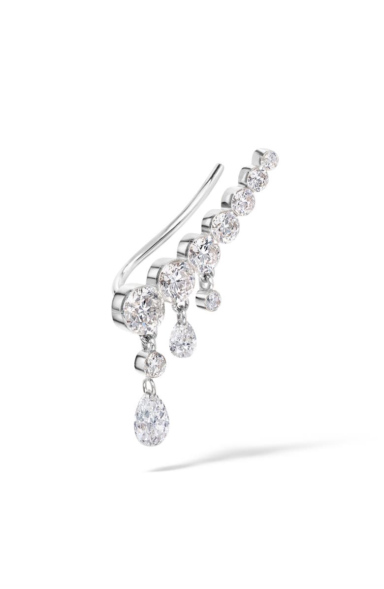 MARIA TASH Curved Crescendo Single Diamond Ear Crawler, Main, color, White Gold