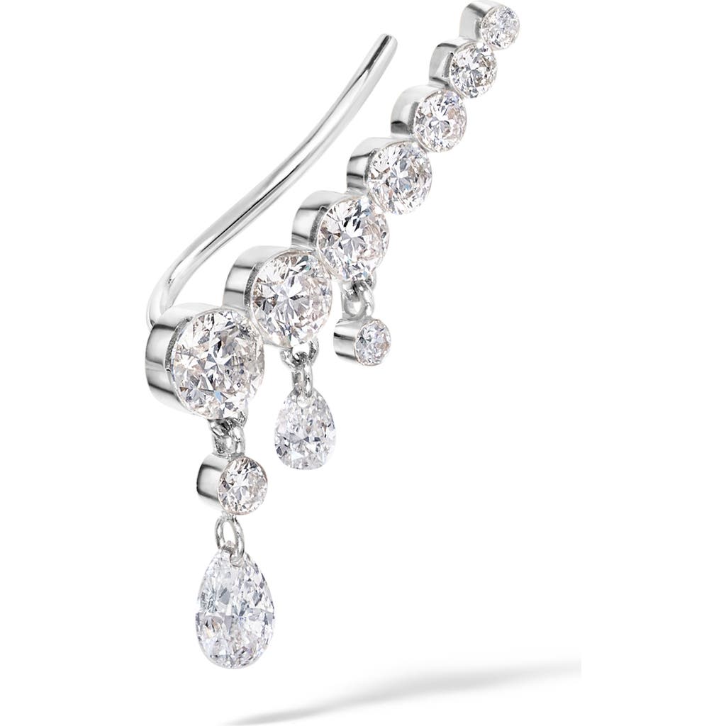 Maria Tash Curved Crescendo Single Diamond Ear Crawler In White
