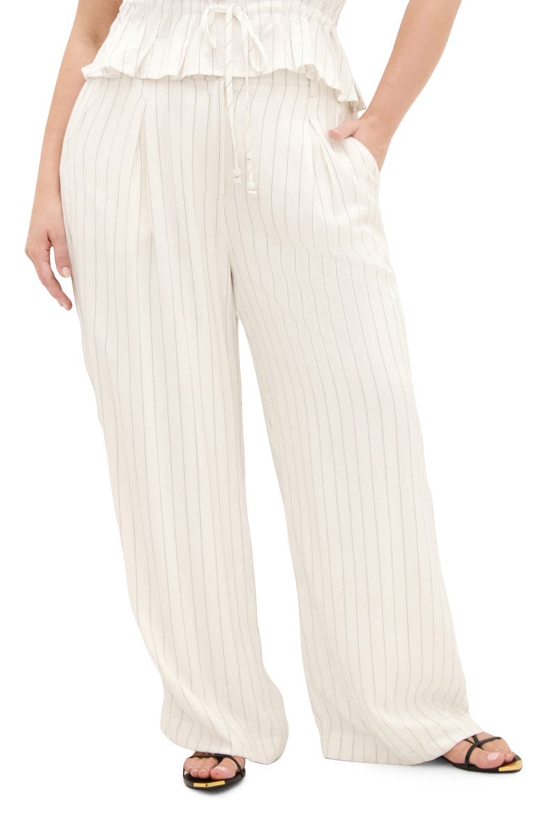 Eva Stripe Wide Leg Pants, Main, color, IVORY/ BLACK